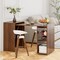 Costway Extendable Computer Desk Reversible Study Writing Desk w/ Mobile Shelves Natural/Brown